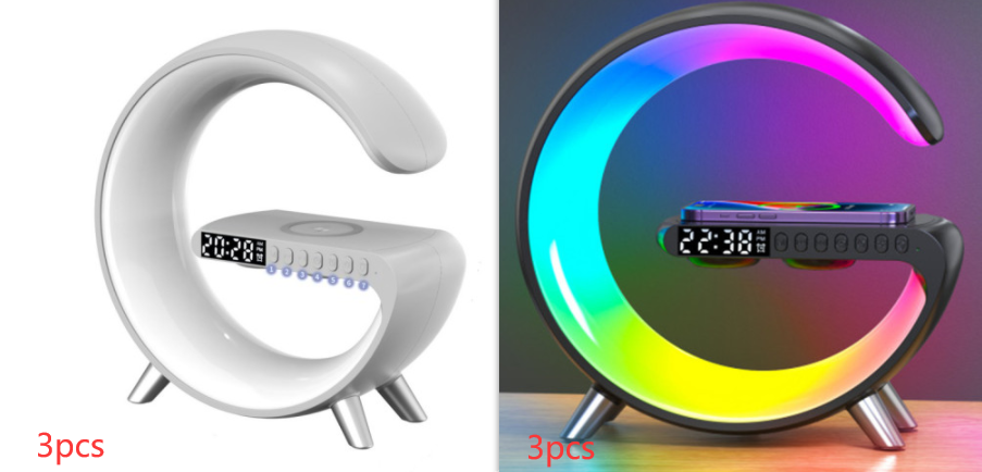 2023 New Intelligent G Shaped LED Lamp Bluetooth Speaker Wireless Charger